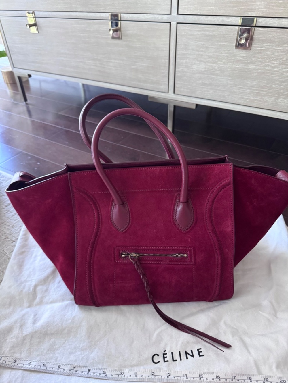Céline Phantom Luggage Tote – Burgundy Suede – Authentic (HEWI Verified) - Picture 14 of 16